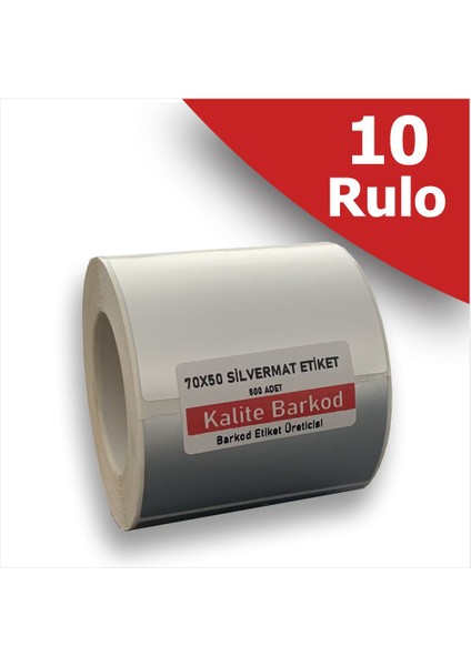 70X50 Silvermat Etiket | 10 Rulo Demirbaş Etiketi