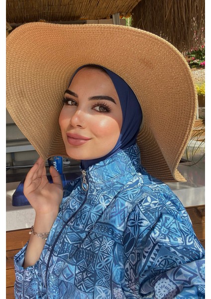 Paraşüt Tam Kapalı Tesettür Mayo Çini Desen R040 Rabia modelleri