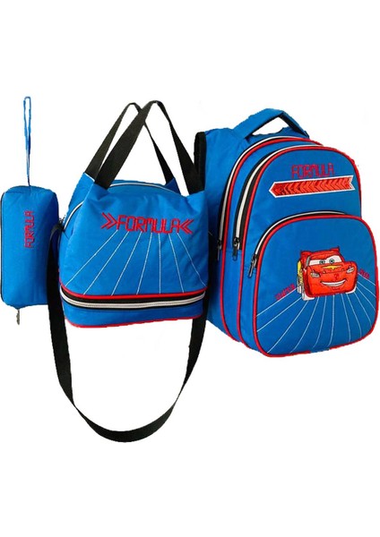 Ilkokul Sırt Çantası Beslenme Çantası ve Kalemlik Seti Formula Mavi modelleri