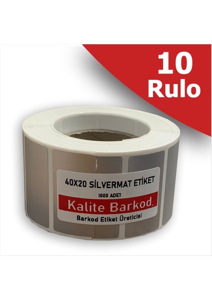 40X20 Silvermat Etiket | 10 Rulo Demirbaş Etiketi