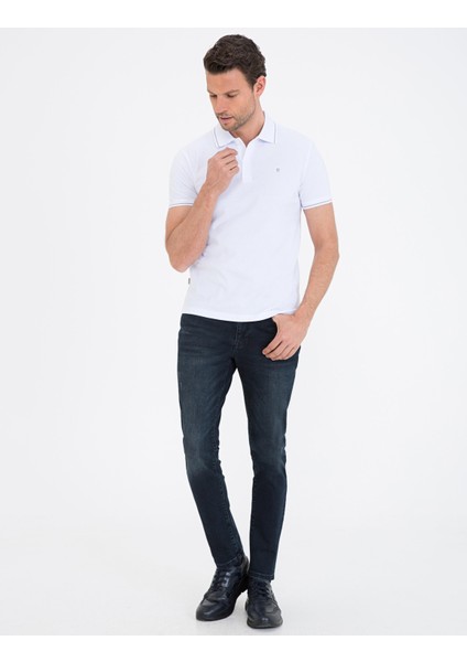 Beyaz Slim Fit Basic Polo Yaka T-Shirt