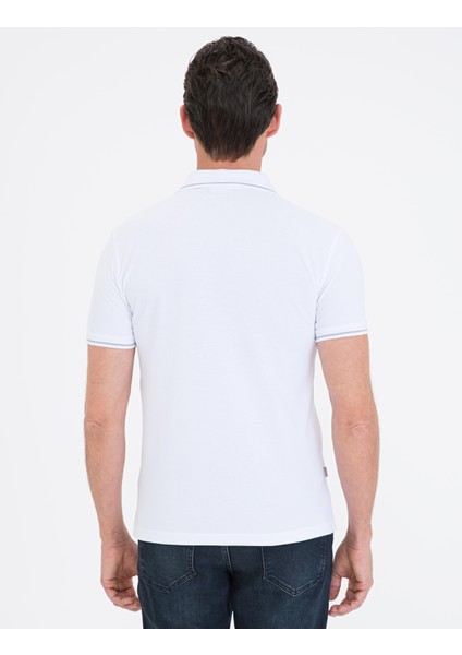 Beyaz Slim Fit Basic Polo Yaka T-Shirt