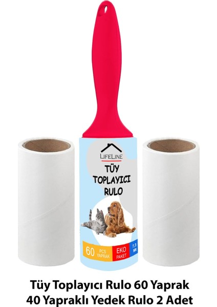 Tüy Toplayıcı Rulo + 2 Adet Yedek Rulo