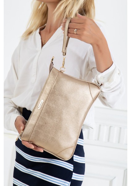 Prada Malzeme Uzun Kısa Askılı Gold Kadın Portföy Çanta