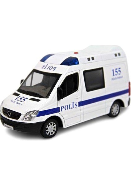 Vardem Sesli Işıklı Çek Bırak Metal Polis Ekip Arabası - 588B-POLIS