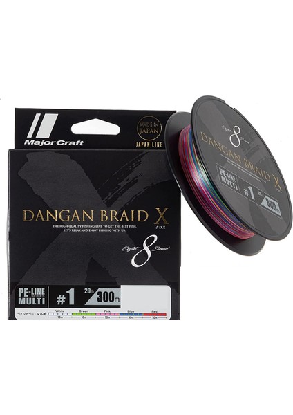 Dangan x 8x Ip Misina Pe 1.0 0.13MM 20LB/9.07KG 300MT Multi