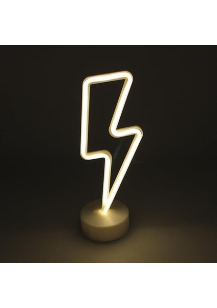 Dekoratif Şimşek Şeklinde Pilli Neon LED Lamba Süs Masa Lambası modelleri