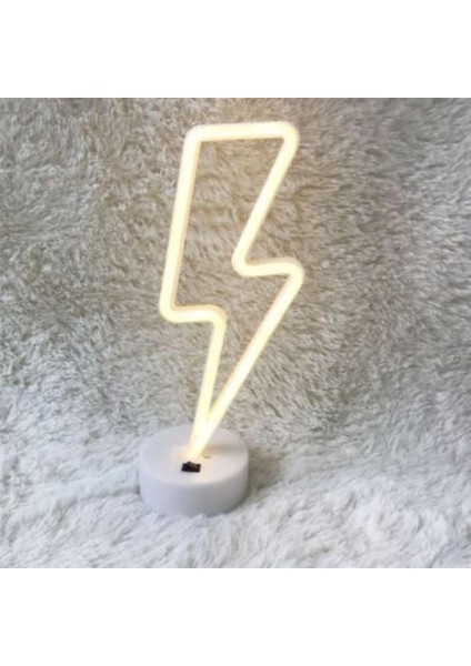 Dekoratif Şimşek Şeklinde Pilli Neon LED Lamba Süs Masa Lambası fırsatları