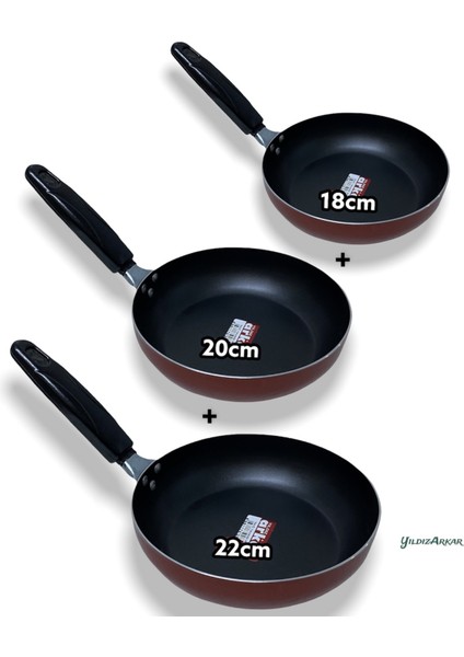 Çapar Group Teflon Omlet Tavası & Yumurta Sahanı Tek Kulp 3'lü (22-20-18CM)