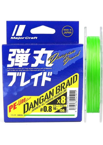 Dangan 8x Ip Misina Pe 0.8 0.10MM 16LB/6.9KG 150MT Yeşil