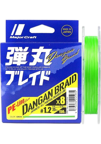 Dangan 8x Ip Misina Pe 1.2 0.16MM 25LB/9.8KG 150MT Yeşil