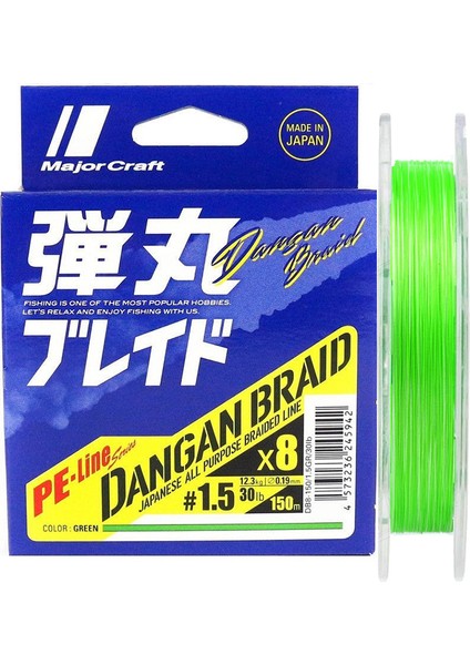 Dangan 8x Ip Misina Pe 1.5 0.19MM 30LB/12.3KG 150MT Yeşil