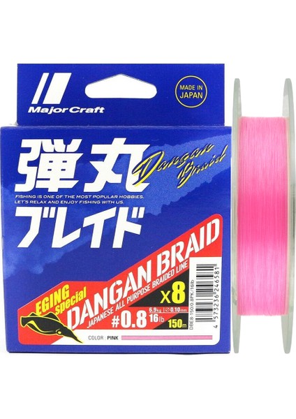 Dangan 8x Ip Misina Pe 0.8 0.10MM 16LB/6.9KG 150MT Pembe