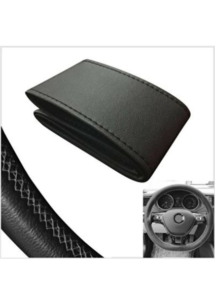 Gürler Oto Kılıf ve Aksesuar Renault Clio 4 Dikmeli Direksiyon Kılıfı Soft Siyah ( 38×11CM )