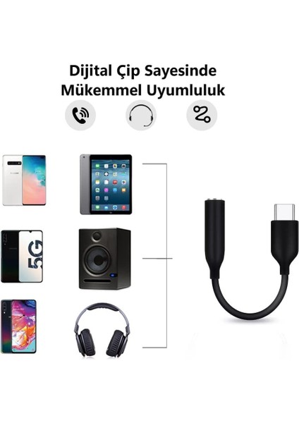 Type C To 3.5mm Kulaklık Adaptörü Samsung S22 S21 Için Type C To 3.5mm Newpole Dac Çipli Dijital Dönüştürücü Kulaklık Adaptörü Samsung Galaxy S22 S21 S20 S10 Apple iPad Pro Uyumlu