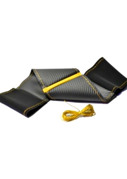 Chevrolet Kalos Dikmeli Direksiyon Kılıfı Alkantra-Karbon Sarı