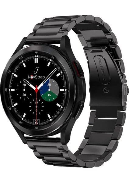 Samsung Galaxy Watch 4 Seri 40-42-44-46 mm Uyumlu Kordon (20 Mm) Çelik Klasik Metal Kordon