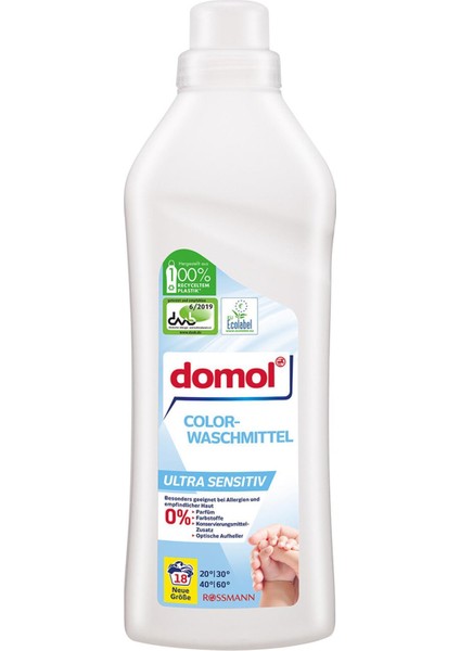 Domol Eco Çamaşır Deterjanı, Hassas Ciltlere Özel 16 Yıkama 1000 ml