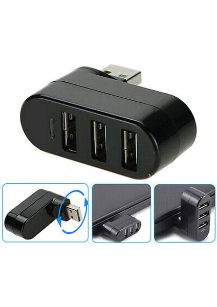 3 Port 180 Derece Dönebilen Dirsek USB Hub Çoğaltıcı Çoklayıcı Pc Laptop