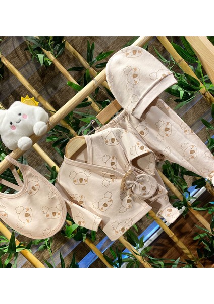 5'li Penye Hastane Çıkışı Bebek Takım Bej Koala