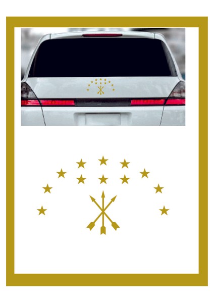 Adige Çerkez Bayrak Sembolü Araba Sticker- Oto Çıkartma - Oto Sticker - Araç Yazıları