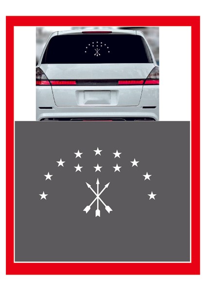 Adige Çerkez Bayrak Sembolü Araba Sticker- Oto Çıkartma - Oto Sticker - Araç Yazıları