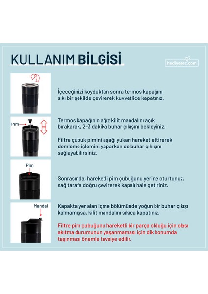 Kişiye Özel Baş Harfler Tasarımlı French Pressli Çelik Termos Antrasit fiyatları