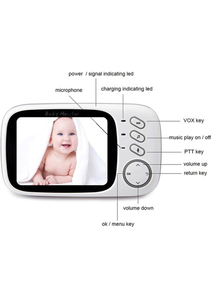 Baby Monitor - Gece Görüşlü Oda Sıcaklığı Kontrollü Bebek Video Kamerası