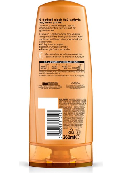 Elseve Saç Bakım Kremi 6 Mucizevi Yağ Besleyici 360ML
