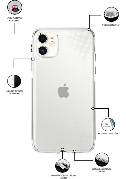 Apple iPhone 11 ile Uyumlu Kapak Kamera Korumalı Tıpalı Şeffaf Silikon ile Uyumlu Kılıf fiyatları