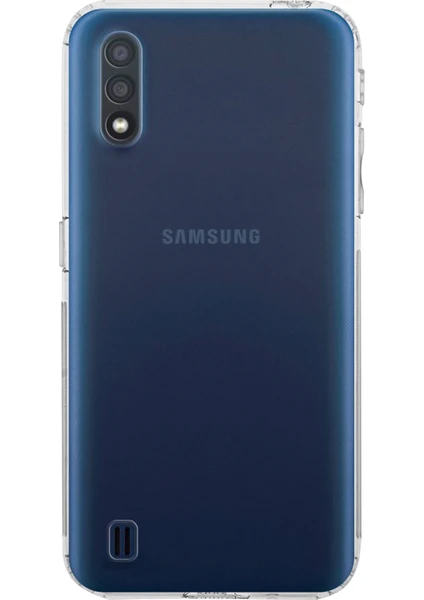 Case World Samsung Galaxy A01 ile Uyumlu Kapak Kamera Korumalı Tıpalı Şeffaf Silikon ile Uyumlu Kılıf