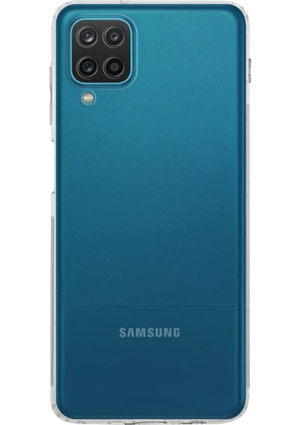 Case World Samsung Galaxy A12 ile Uyumlu Kapak Kamera Korumalı Tıpalı Şeffaf Silikon ile Uyumlu Kılıf