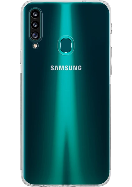 CaseWorld Samsung Galaxy A20S Kapak Kamera Korumalı Tıpalı Şeffaf Silikon Kılıf