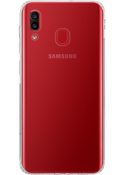 CaseWorld Samsung Galaxy A30 Kapak Kamera Korumalı Tıpalı Şeffaf Silikon Kılıf