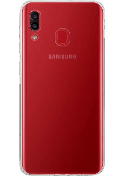 CaseWorld Samsung Galaxy A30 Kapak Kamera Korumalı Tıpalı Şeffaf Silikon Kılıf