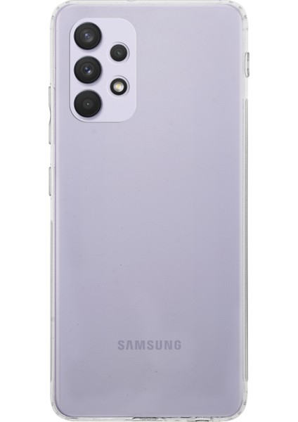 Case World Samsung Galaxy A32 ile Uyumlu Kapak Kamera Korumalı Tıpalı Şeffaf Silikon ile Uyumlu Kılıf