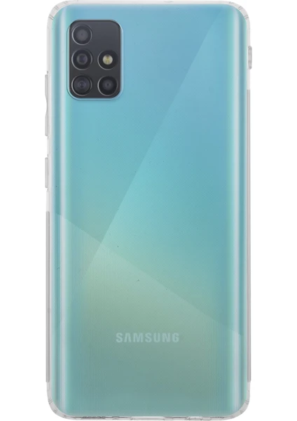 Case World Samsung Galaxy A51 ile Uyumlu Kapak Kamera Korumalı Tıpalı Şeffaf Silikon ile Uyumlu Kılıf