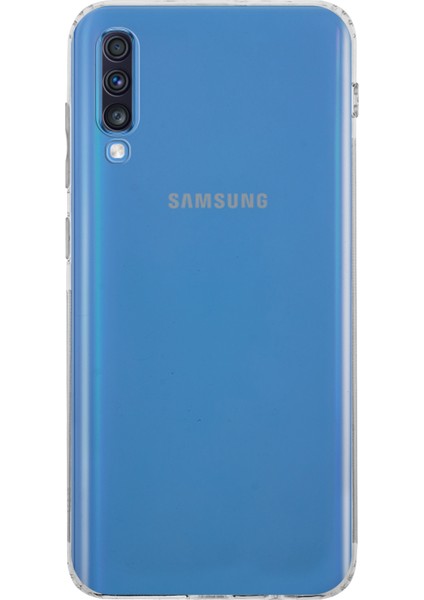 Samsung Galaxy A70S ile Uyumlu Kapak Kamera Korumalı Tıpalı Şeffaf Silikon ile Uyumlu Kılıf