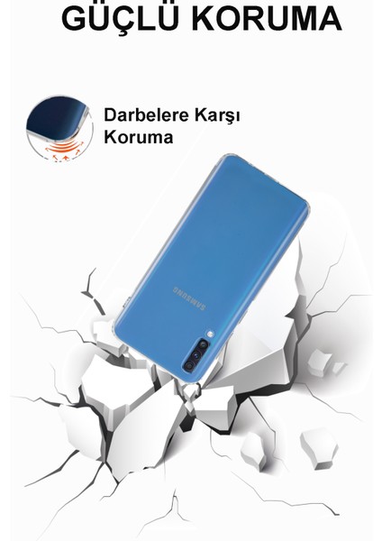 Samsung Galaxy A70S ile Uyumlu Kapak Kamera Korumalı Tıpalı Şeffaf Silikon ile Uyumlu Kılıf