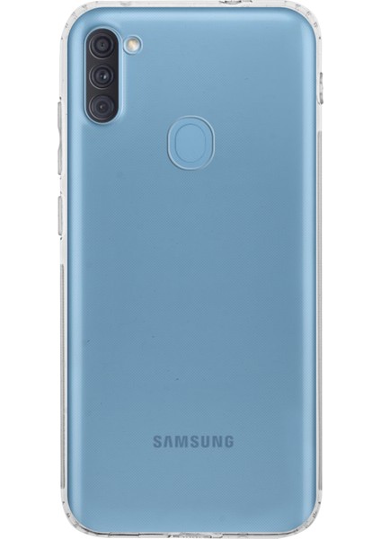 Case World Samsung Galaxy M11 ile Uyumlu Kapak Kamera Korumalı Tıpalı Şeffaf Silikon ile Uyumlu Kılıf