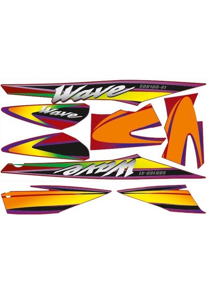 Honda Wave 100 2003 - 2005 Uyumlu Stıcker Set 002