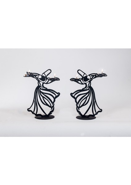 Dekoratif Metal Şamdan Mumluk Semazen Temalı 2'li fiyatları