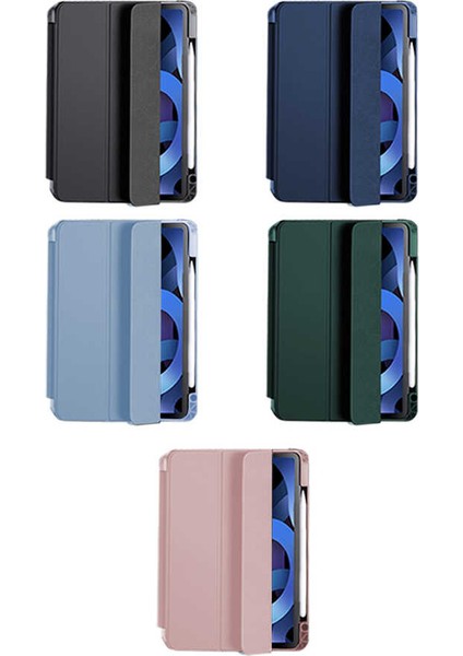 Case 4U Apple iPad Air 10.9 2022 (5.Nesil) Manyetik Nort Arkası Şeffaf Standlı Kılıf Pembe