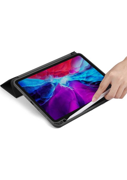 Case 4U Apple iPad Air 10.9 2022 (5.Nesil) Manyetik Nort Arkası Şeffaf Standlı Kılıf Pembe