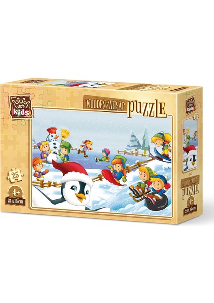Kış Sporcuları 25 Parça Ahşap Puzzle Art Kids