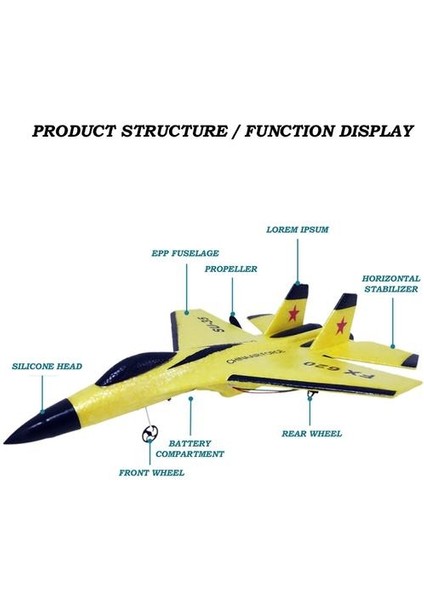 Csoc 2.4ghz Rc Düzlem Rc Uçak Plancısı Rc Planör Düzlemi Sabit Kanat Uçak Oyuncakları (Sarı) (Yurt Dışından)