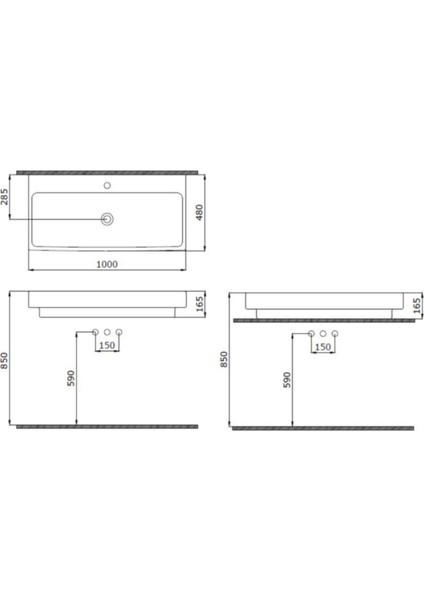 Scala Tezgah Üstü Lavabo 100 cm Parlak Beyaz 1079-001-0126