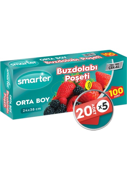 Buzdolabı Poşeti Orta Boy 100 Adet ( 20 Adet X 5 )