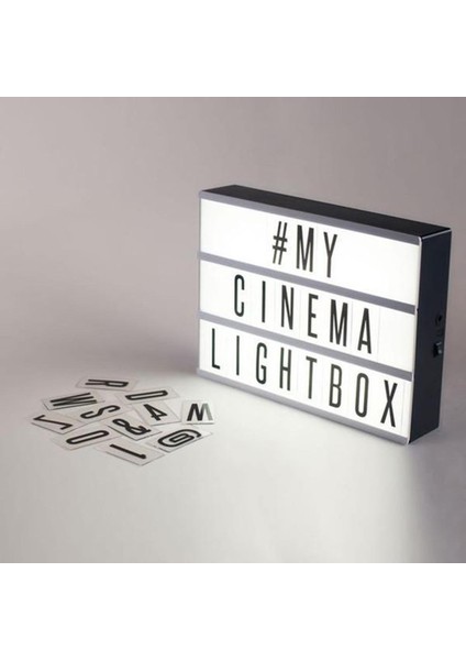 Cinematic Harflerle Işıklı Mesaj Veren Pilli Light Box LED Pano A4 Boyut