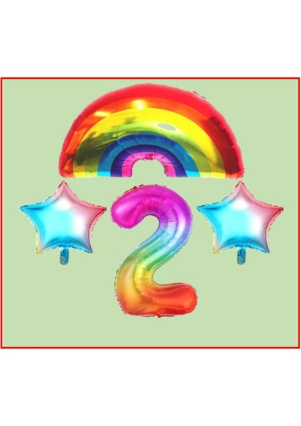 Gökkuşağı Yıldız Temalı 2 Yaş Doğum Günü Parti Seti